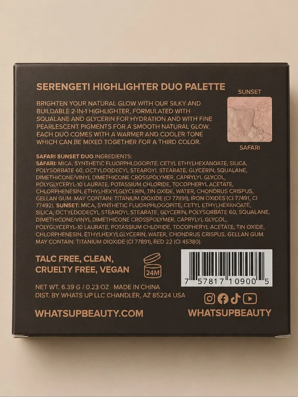Whats Up Beauty Serengeti Highlighter Duo - Shade Safari Sunset NIB